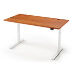 Lander Standing Desk in Solid Wood 30x95-Light Cherry Rustic-White-With Grommet Holes-iMovR