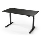 Lander Standing Desk in Solid Wood 30x95-Midnight Maple-Black-With Grommet Holes-iMovR
