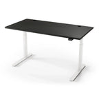 Lander Standing Desk in Solid Wood 30x95-Midnight Maple-White-With Grommet Holes-iMovR