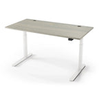 Lander Standing Desk in Solid Wood 30x95-Moonlight Maple-White-With Grommet Holes-iMovR