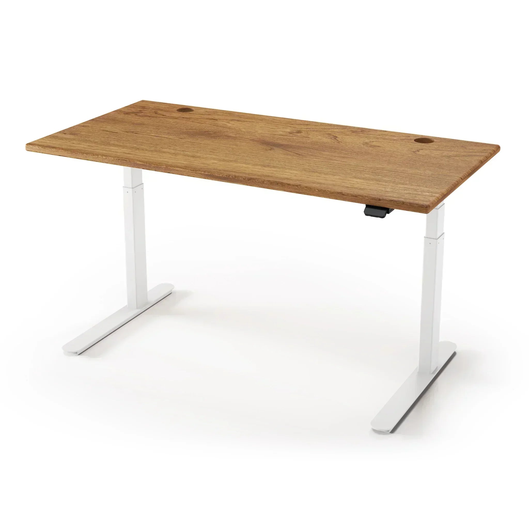 Lander Standing Desk in Solid Wood 30x95-Vintage Cherry Rustic-White-With Grommet Holes-iMovR