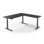 Lander Standing L-Desk in 3D Laminate 30x95 Main-Black-Black-With Grommet Holes-iMovR
