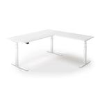 Lander Standing L-Desk in 3D Laminate 30x95 Main-Designer White-White-With Grommet Holes-iMovR