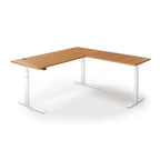 Lander Standing L-Desk in 3D Laminate 30x95 Main-Hayward Cherry-White-With Grommet Holes-iMovR