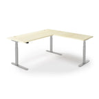 Lander Standing L-Desk in 3D Laminate 30x95 Main-Light Maple-Silver-With Grommet Holes-iMovR