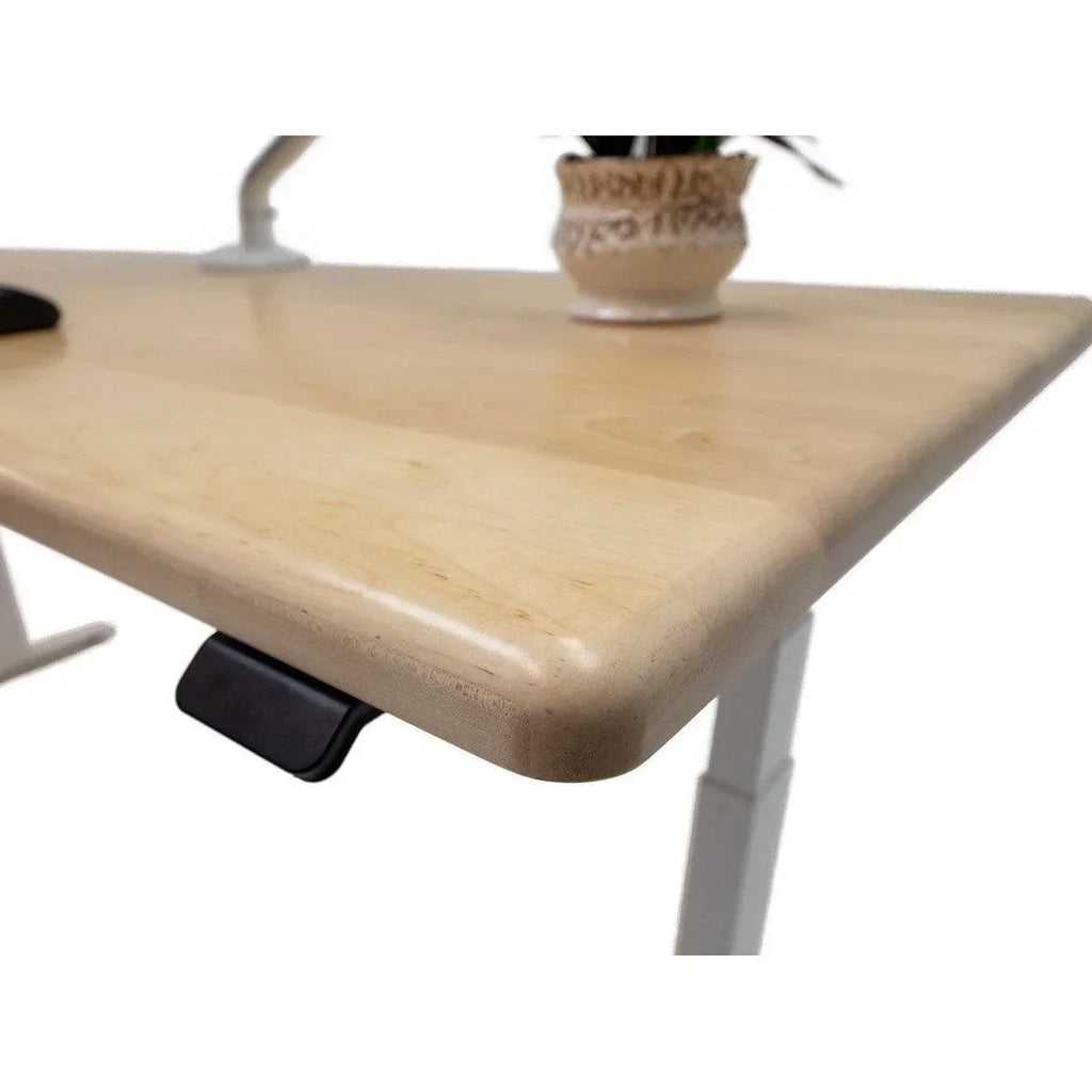Lander Standing L-Desk with Solid Wood Desktop