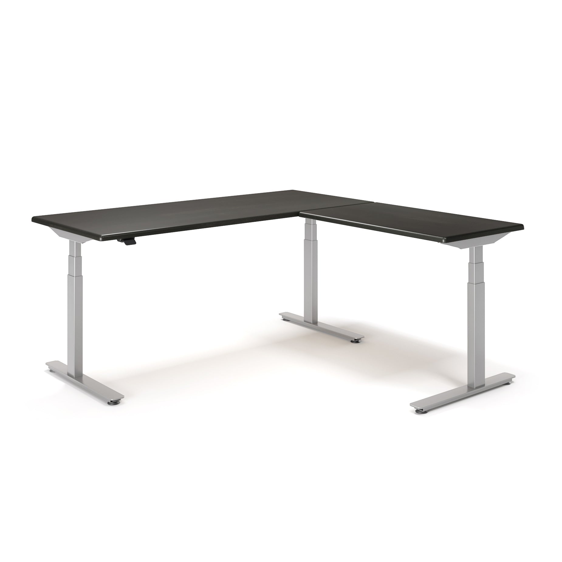 Lander Standing L-Desk with Solid Wood Desktop
