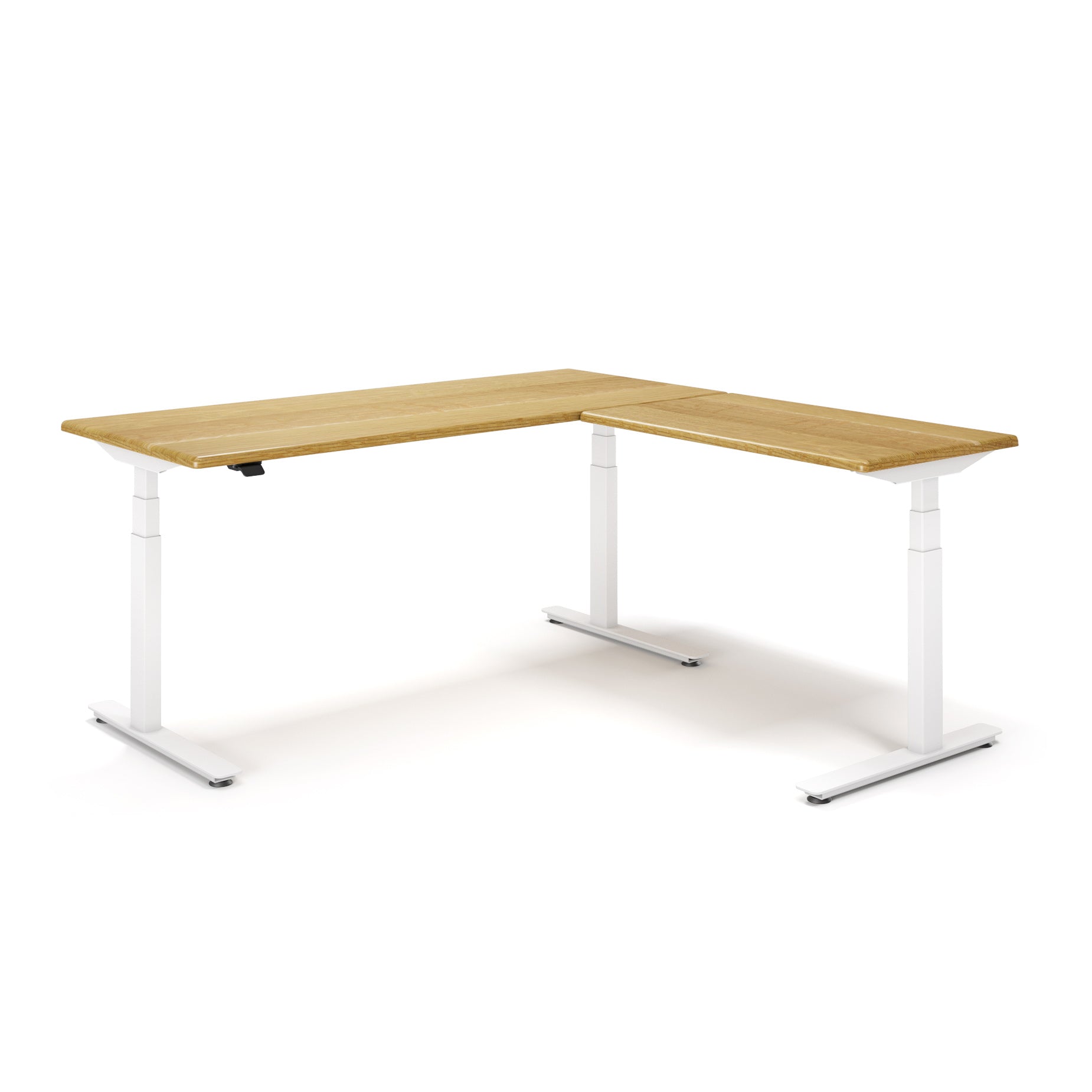 Lander Standing L-Desk with Solid Wood Desktop