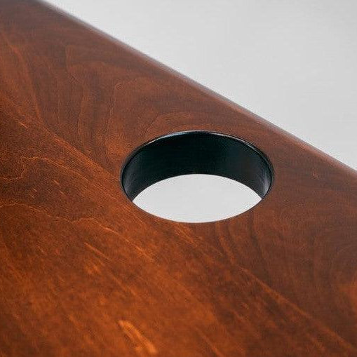 Lander desk solid wood grommet detail