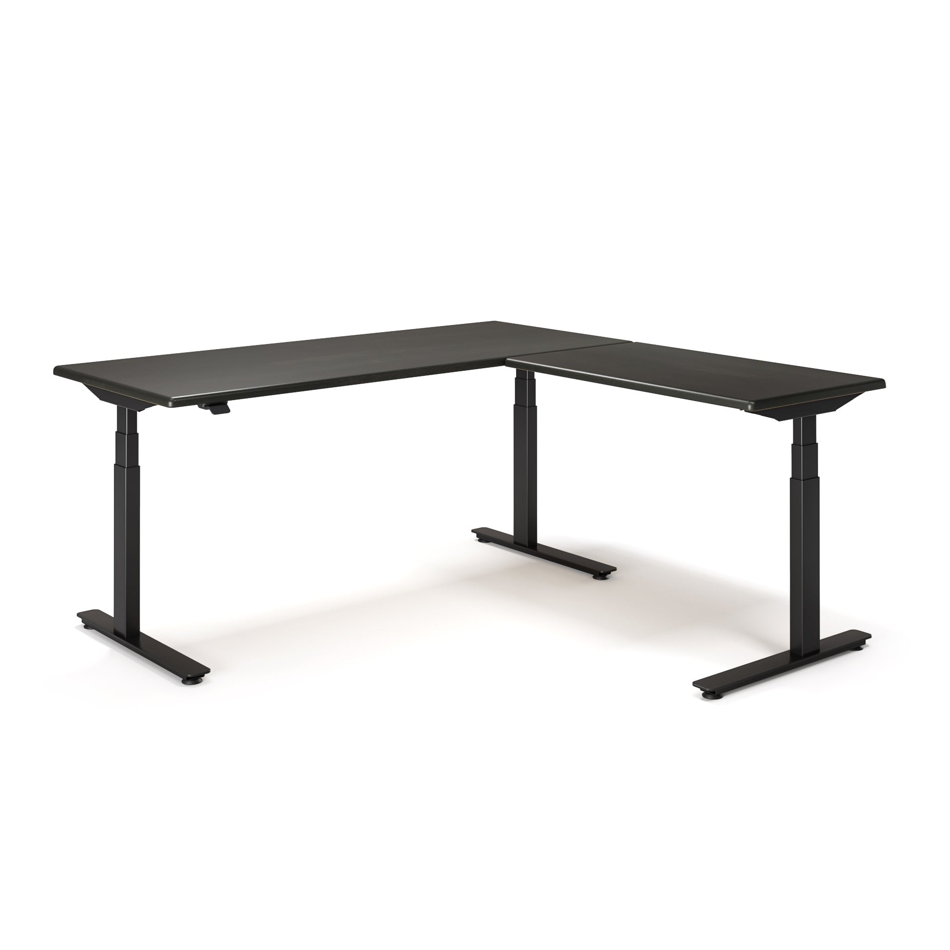 Lander Standing L-Desk with Solid Wood Desktop