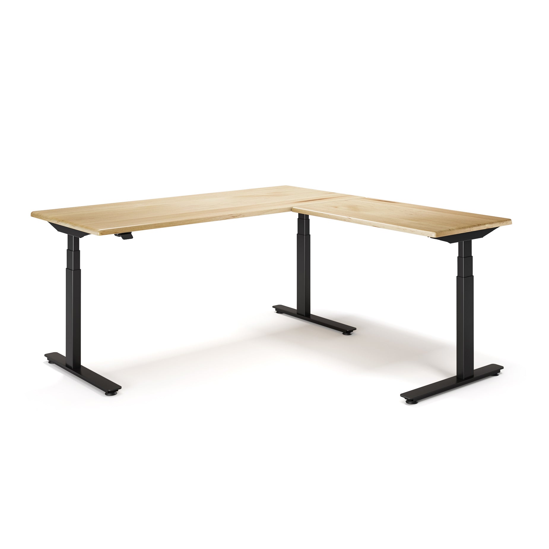 Lander Standing L-Desk with Solid Wood Desktop
