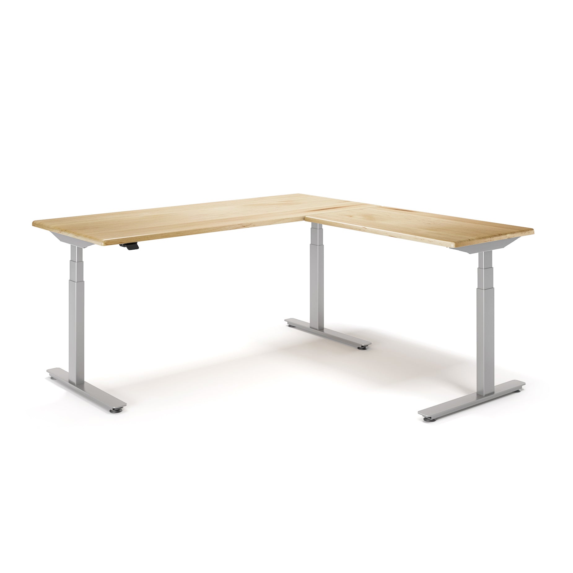 Lander Standing L-Desk with Solid Wood Desktop