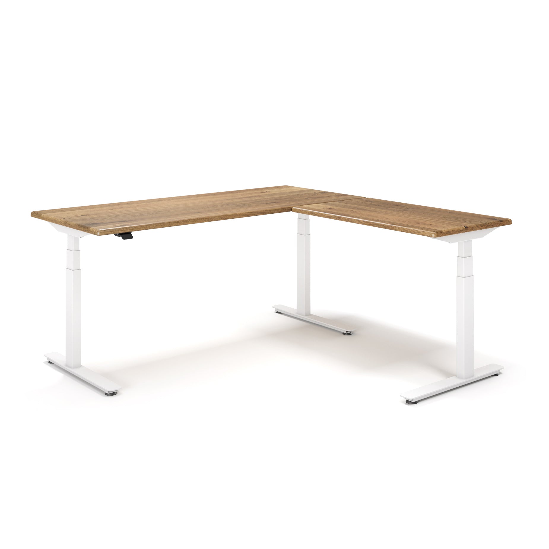 Lander Standing L-Desk with Solid Wood Desktop