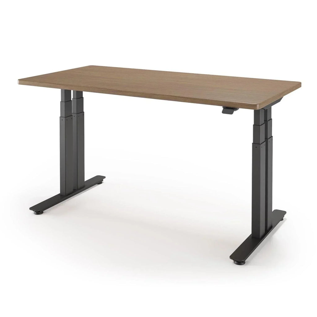 P1 ELITE+ Standing Desk 30x59-Bella Walnut-With Grommet Holes-Black-iMovR