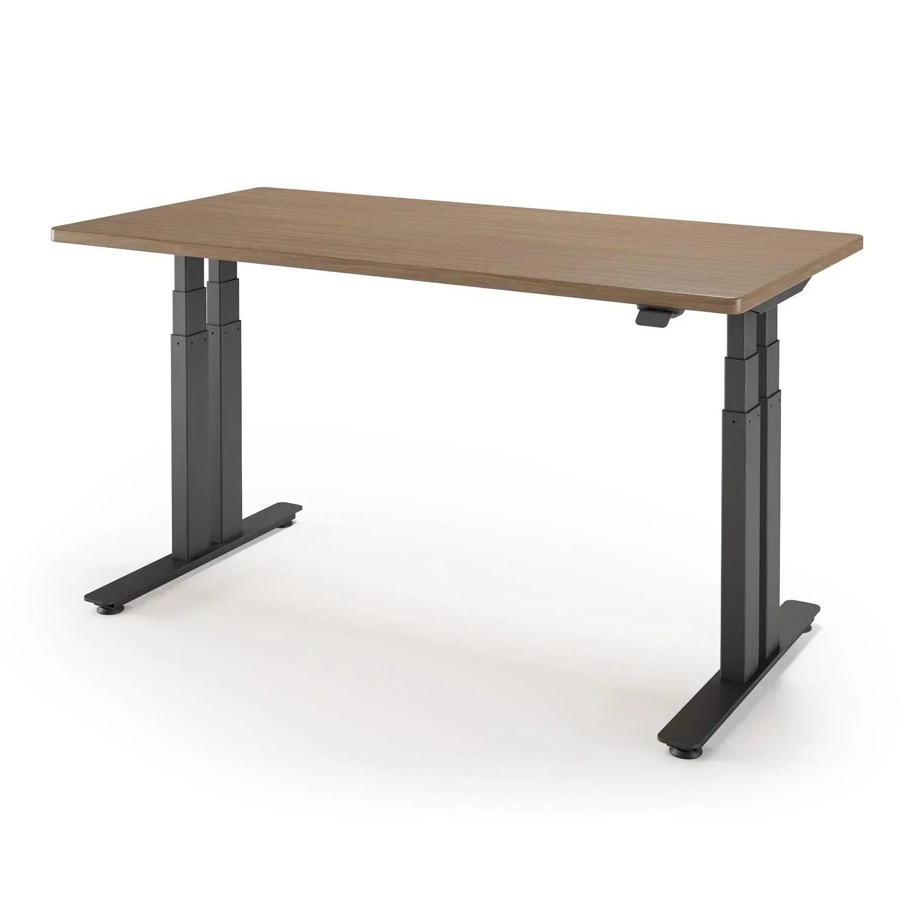 P1 ELITE+ Standing Desk 30x59-Bella Walnut-With Grommet Holes-Black-iMovR