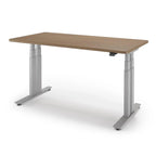 P1 ELITE+ Standing Desk 30x59-Bella Walnut-With Grommet Holes-Silver-iMovR