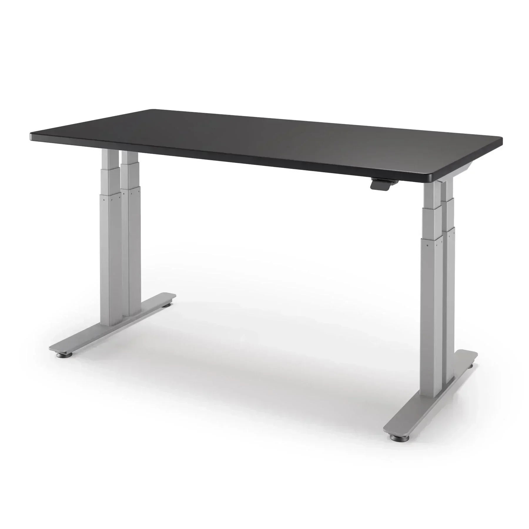 P1 ELITE+ Standing Desk 30x59-Black-With Grommet Holes-Silver-iMovR