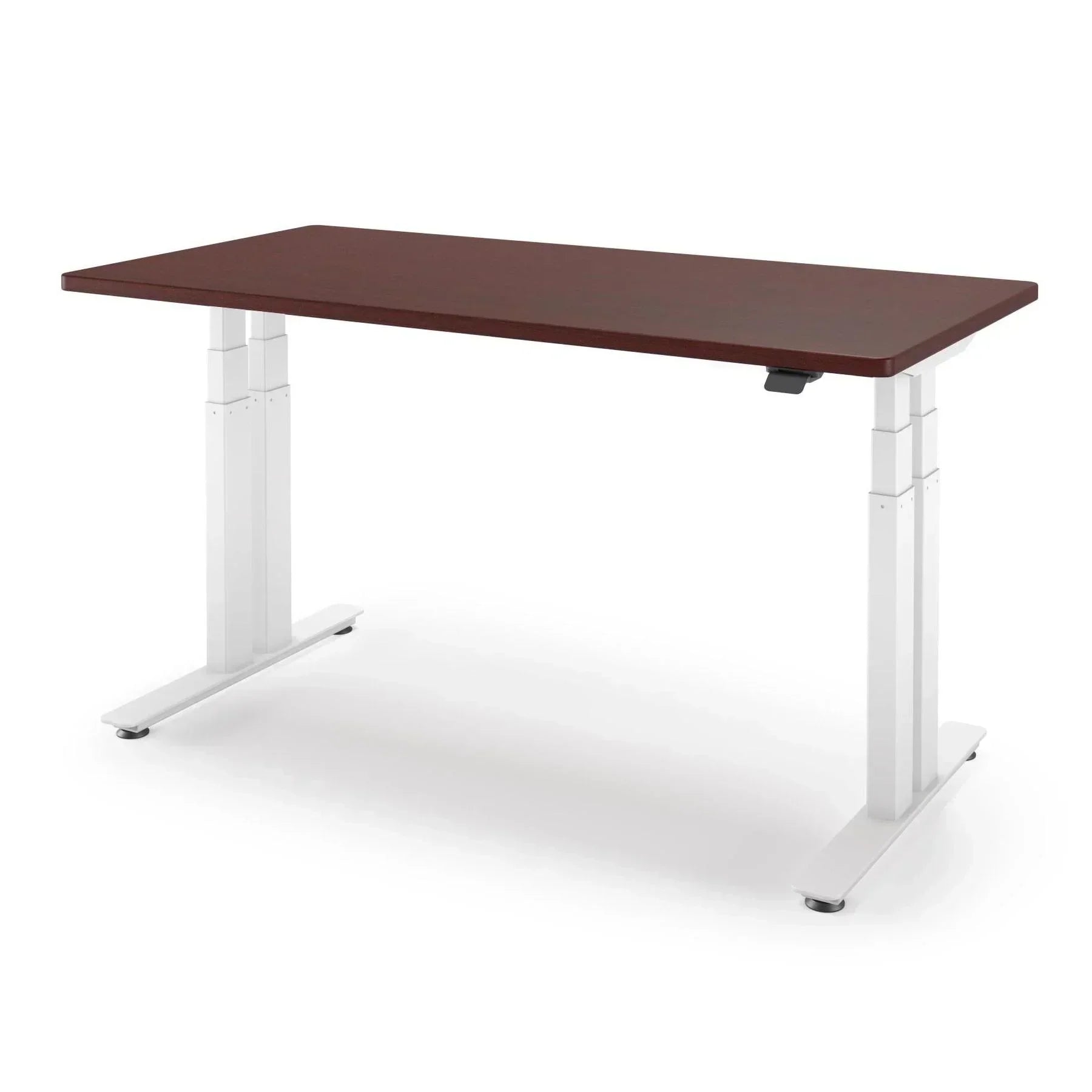 P1 ELITE+ Standing Desk 30x59-Clove Mahogany-With Grommet Holes-White-iMovR