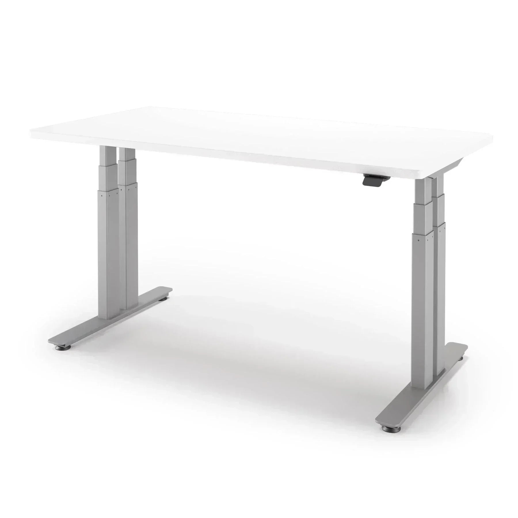 P1 ELITE+ Standing Desk 30x59-Designer White-With Grommet Holes-Silver-iMovR