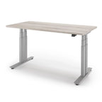 P1 ELITE+ Standing Desk 30x59-Driftwood-With Grommet Holes-Silver-iMovR
