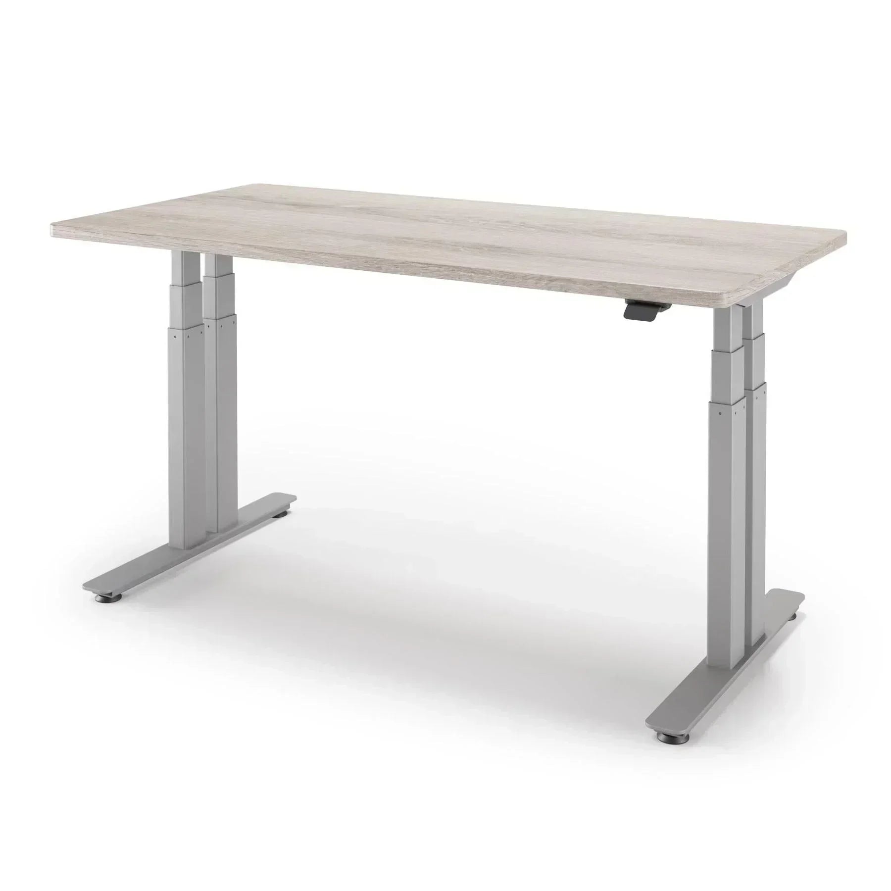 P1 ELITE+ Standing Desk 30x59-Driftwood-With Grommet Holes-Silver-iMovR