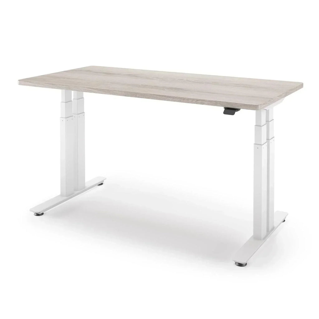 P1 ELITE+ Standing Desk 30x59-Driftwood-With Grommet Holes-White-iMovR