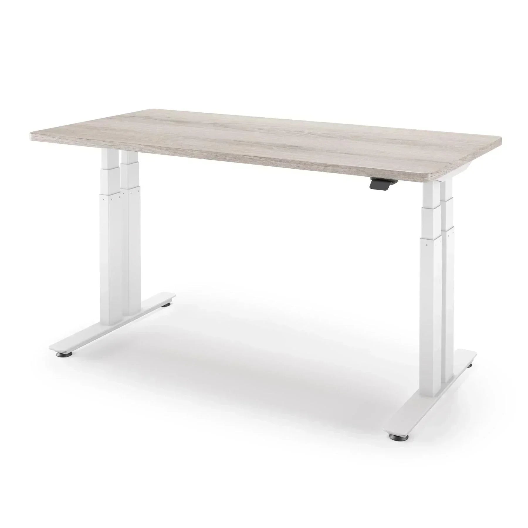 P1 ELITE+ Standing Desk 30x59-Driftwood-With Grommet Holes-White-iMovR
