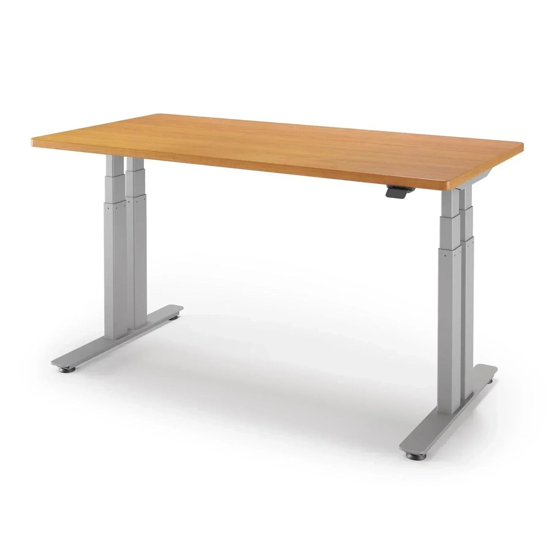 P1 ELITE+ Standing Desk 30x59-Hayward Cherry-With Grommet Holes-Silver-iMovR