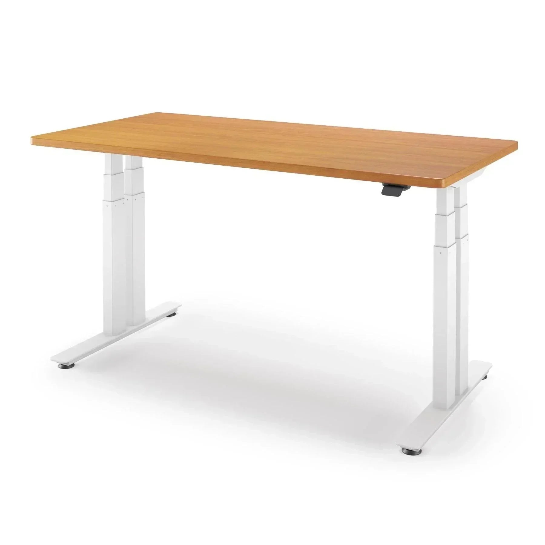 P1 ELITE+ Standing Desk 30x59-Hayward Cherry-With Grommet Holes-White-iMovR