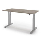 P1 ELITE+ Standing Desk 30x59-Ironwood-With Grommet Holes-Silver-iMovR