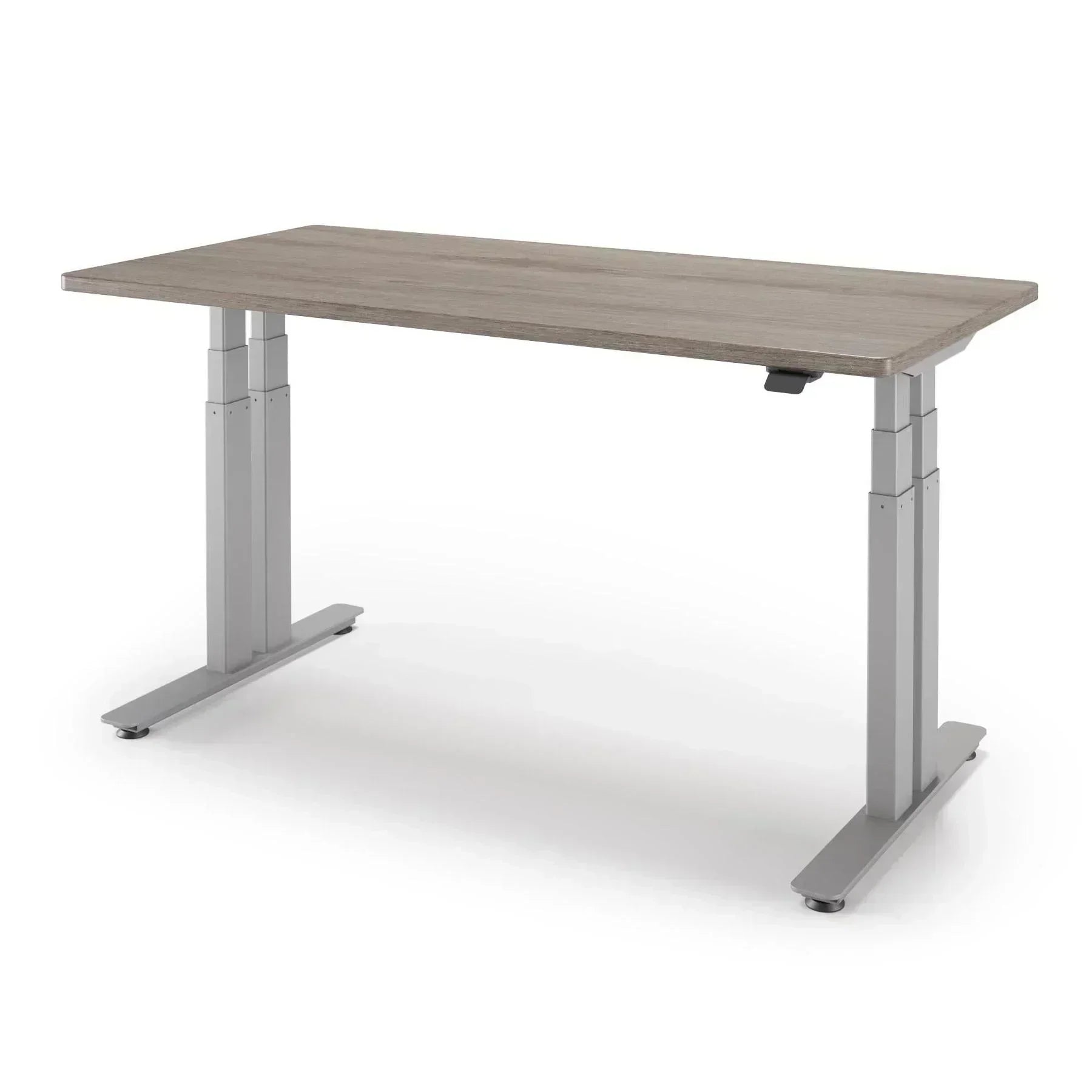 P1 ELITE+ Standing Desk 30x59-Ironwood-With Grommet Holes-Silver-iMovR