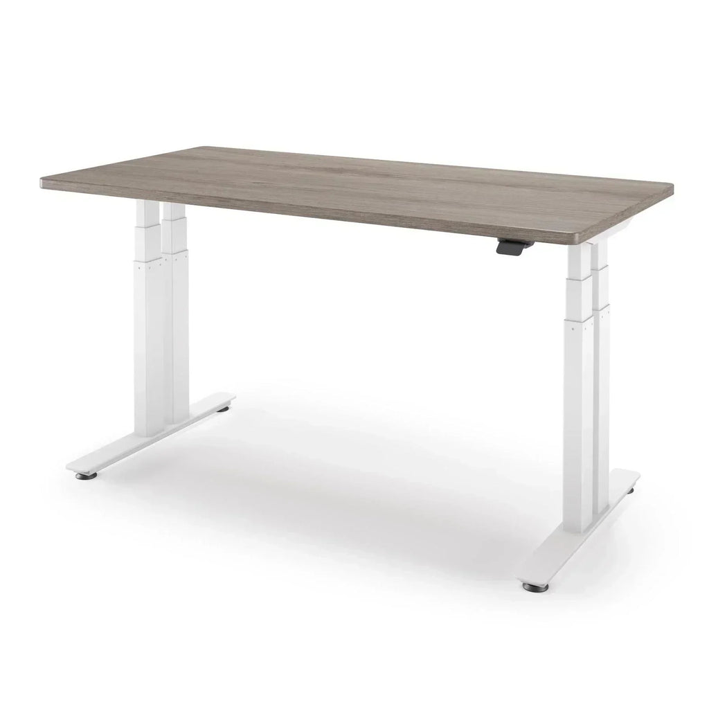P1 ELITE+ Standing Desk 30x59-Ironwood-With Grommet Holes-White-iMovR