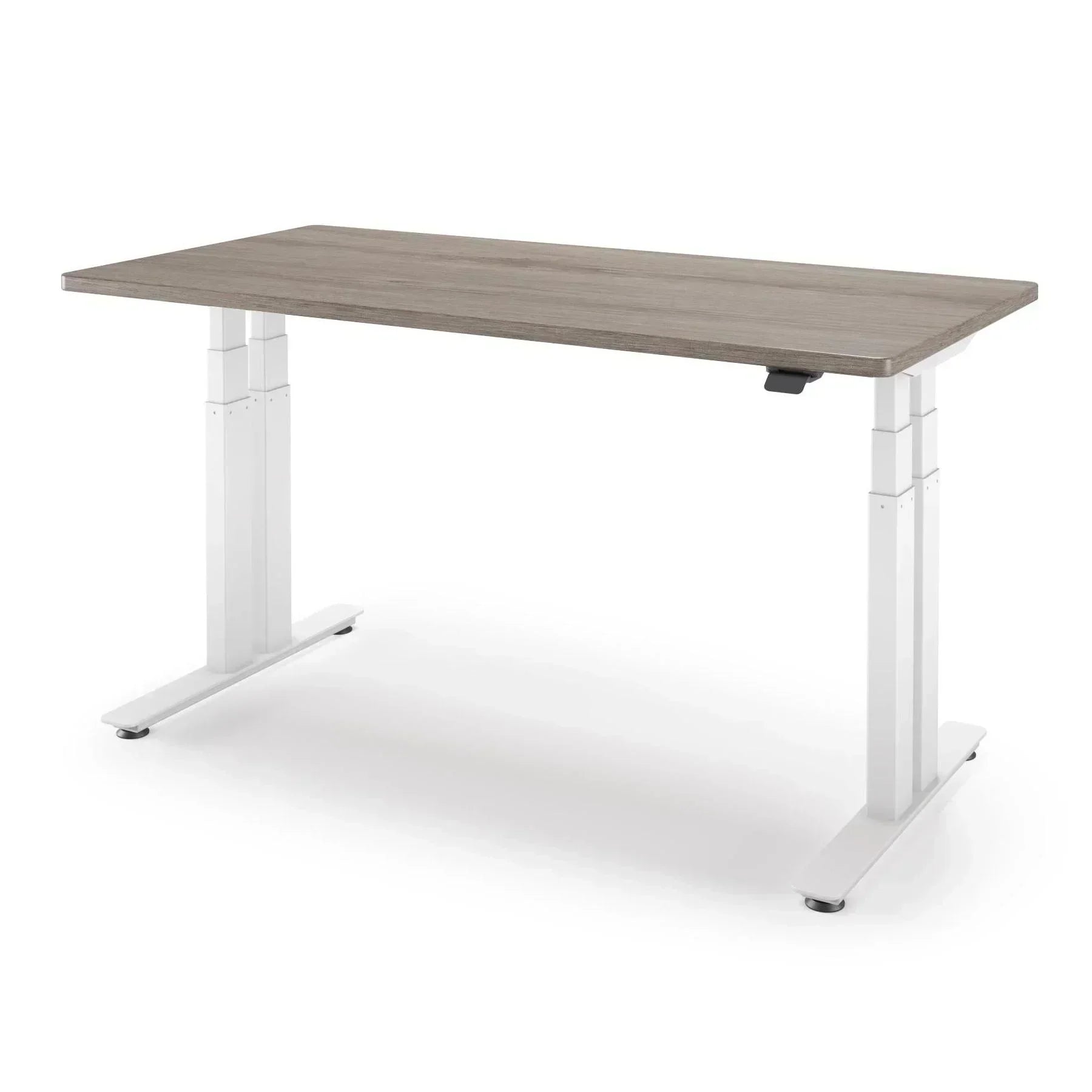 P1 ELITE+ Standing Desk 30x59-Ironwood-With Grommet Holes-White-iMovR