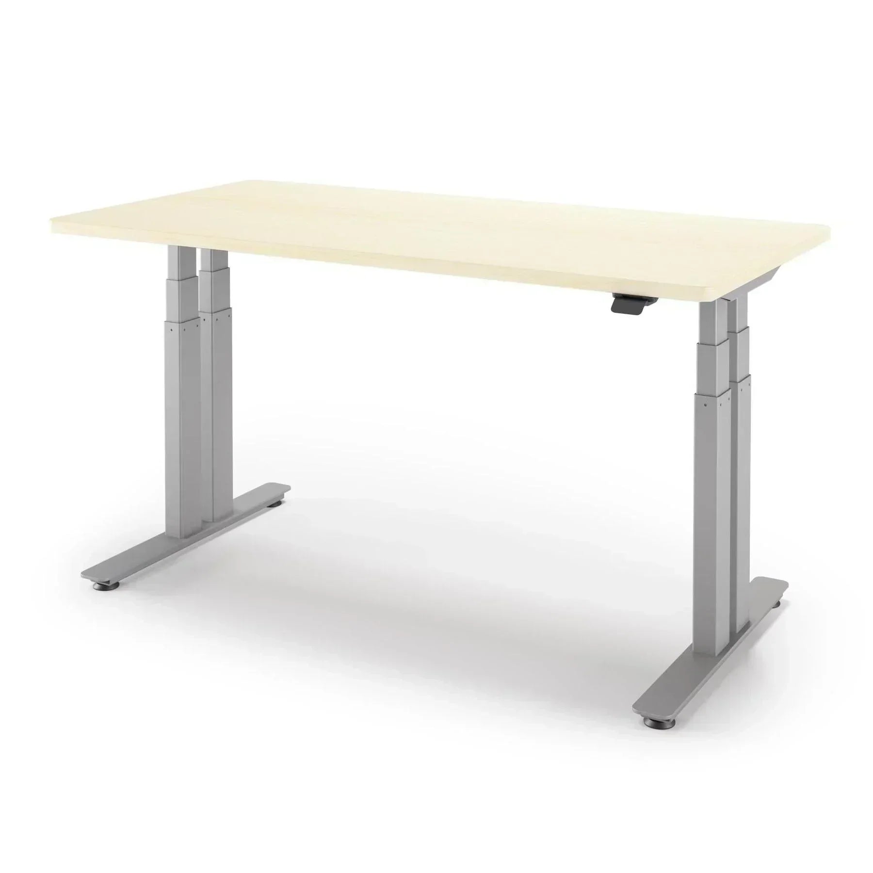 P1 ELITE+ Standing Desk 30x59-Light Maple-With Grommet Holes-Silver-iMovR