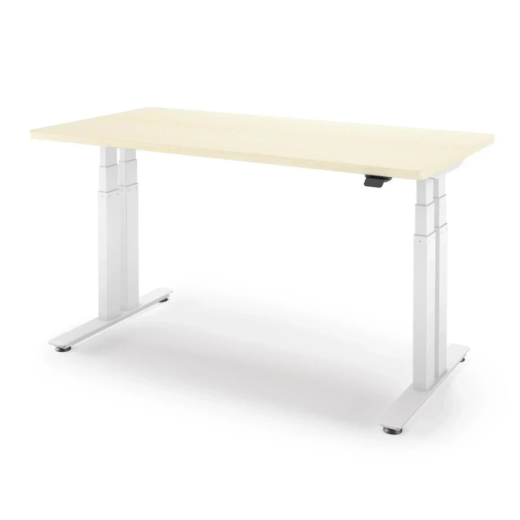 P1 ELITE+ Standing Desk 30x59-Light Maple-With Grommet Holes-White-iMovR