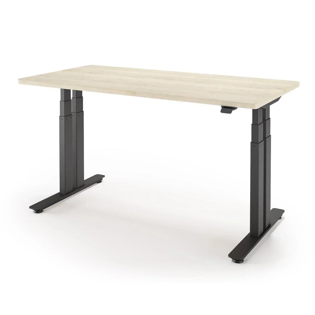 P1 ELITE+ Standing Desk 30x59-Natural Oak-With Grommet Holes-Black-iMovR