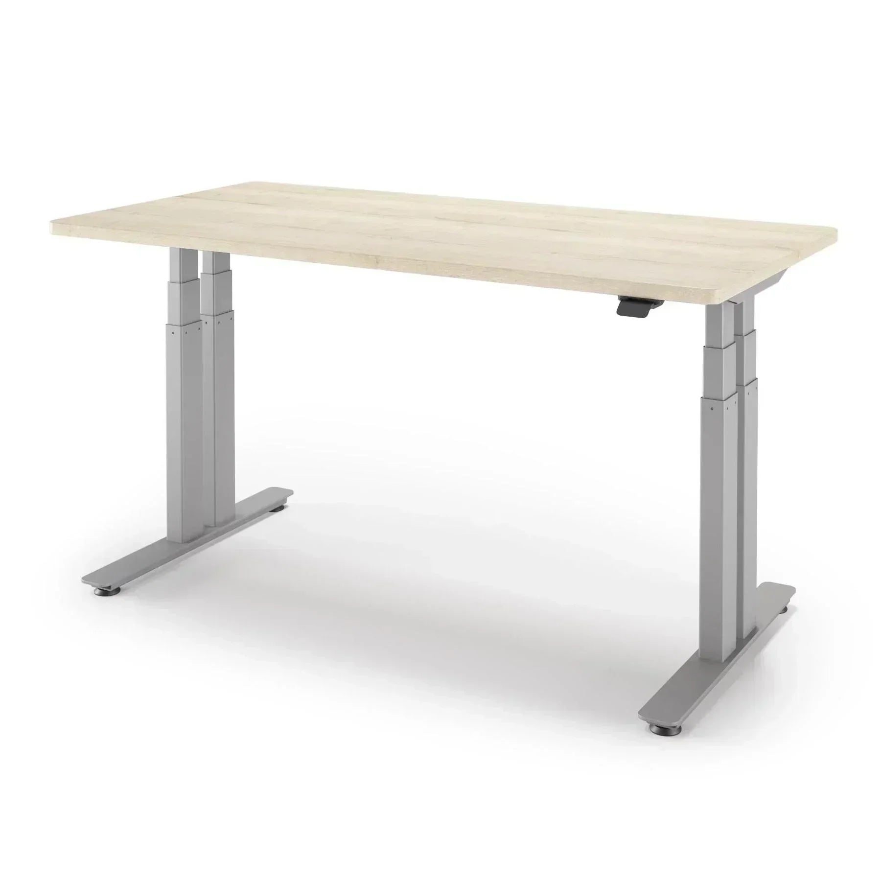 P1 ELITE+ Standing Desk 30x59-Natural Oak-With Grommet Holes-Silver-iMovR