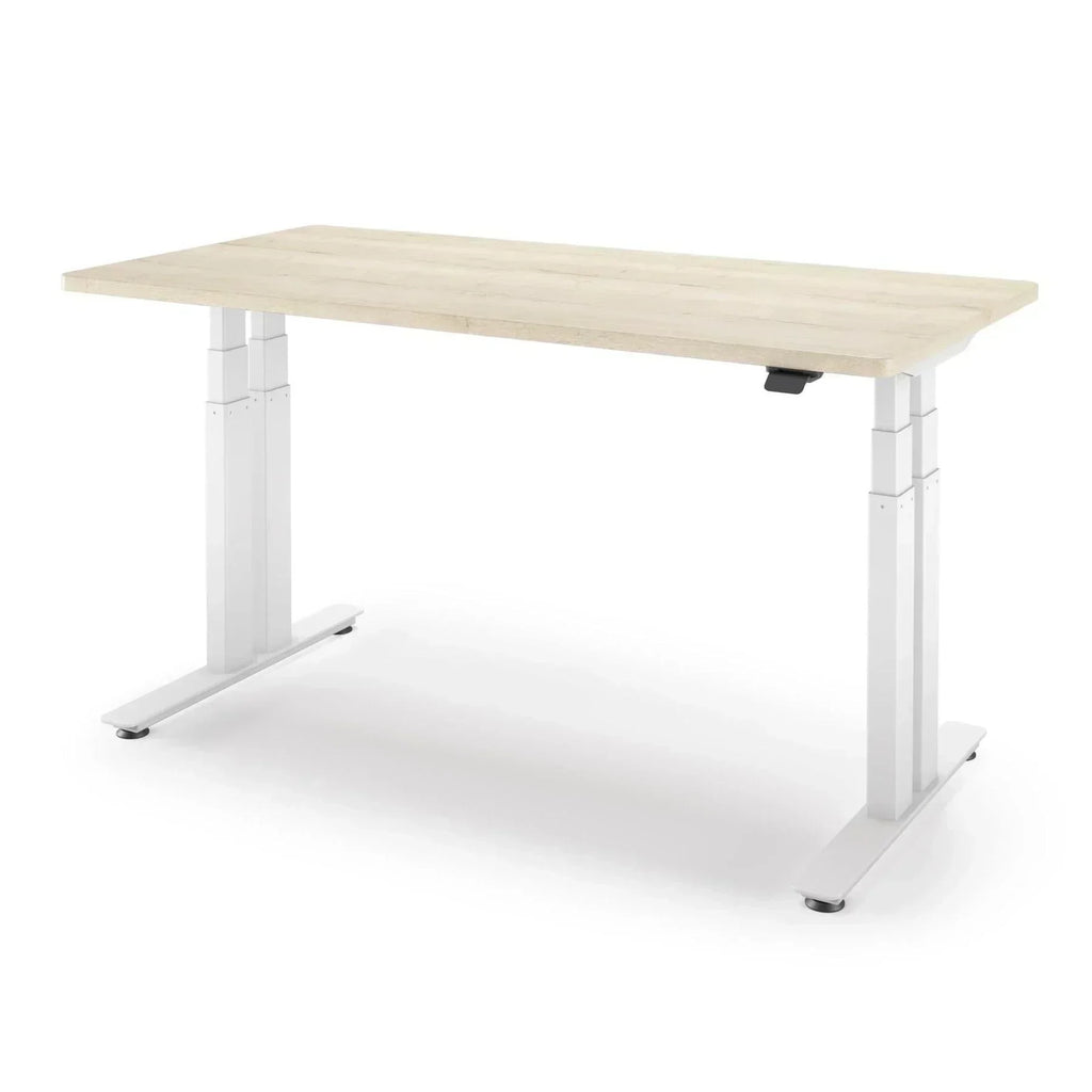 P1 ELITE+ Standing Desk 30x59-Natural Oak-With Grommet Holes-White-iMovR