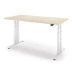 P1 ELITE+ Standing Desk 30x59-Natural Oak-With Grommet Holes-White-iMovR