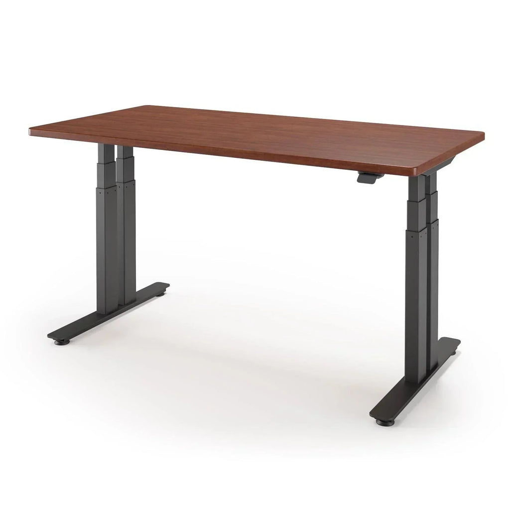 P1 ELITE+ Standing Desk 30x59-Shaker Cherry-With Grommet Holes-Black-iMovR