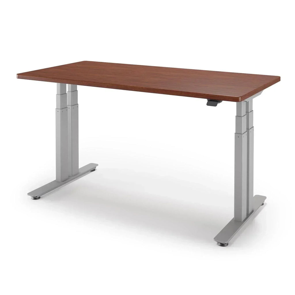 P1 ELITE+ Standing Desk 30x59-Shaker Cherry-With Grommet Holes-Silver-iMovR