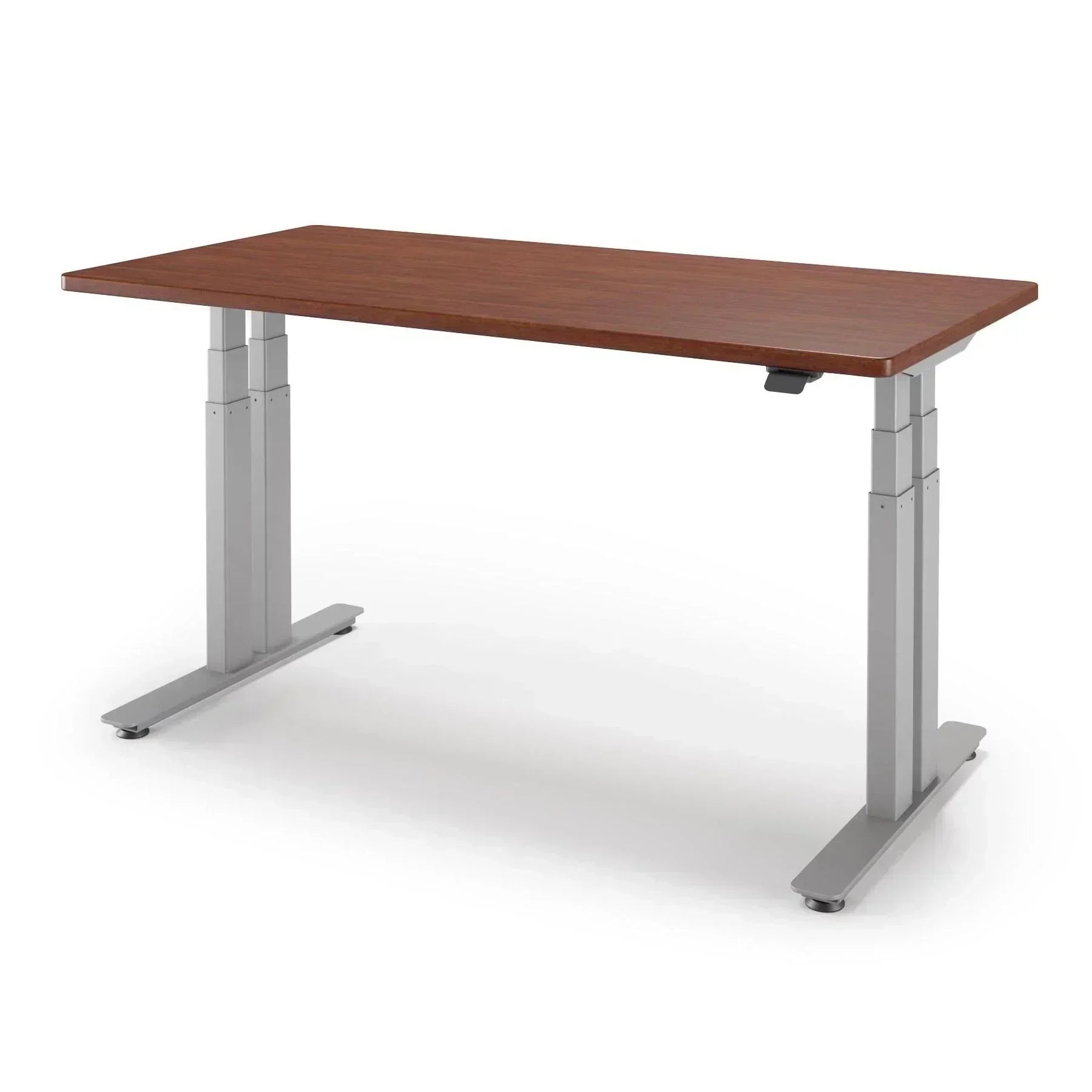 P1 ELITE+ Standing Desk 30x59-Shaker Cherry-With Grommet Holes-Silver-iMovR