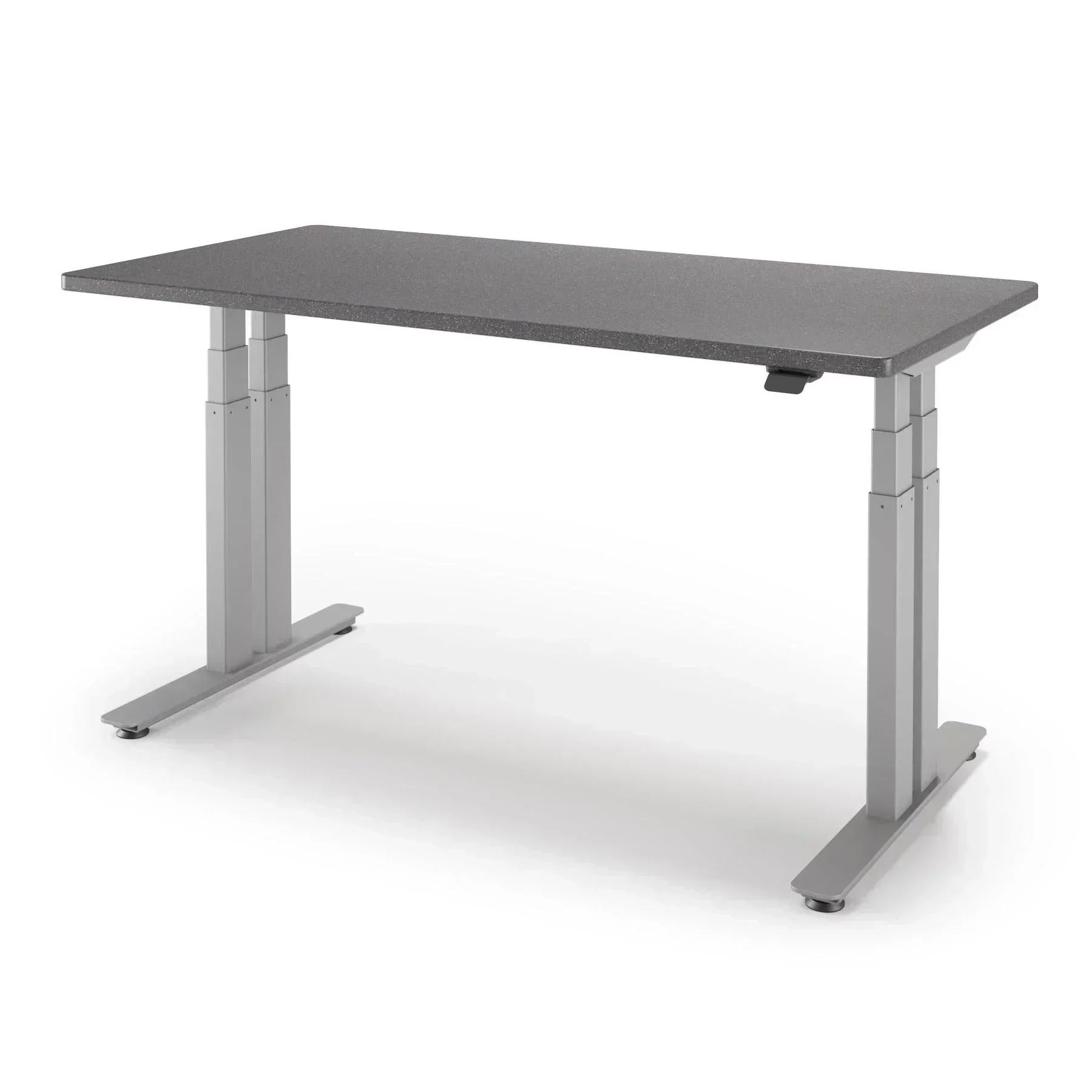 P1 ELITE+ Standing Desk 30x59-Shark Gray-With Grommet Holes-Silver-iMovR