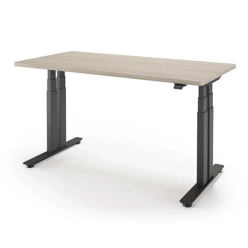 P1 ELITE+ Standing Desk 30x59-Swiss Elm-With Grommet Holes-Black-iMovR