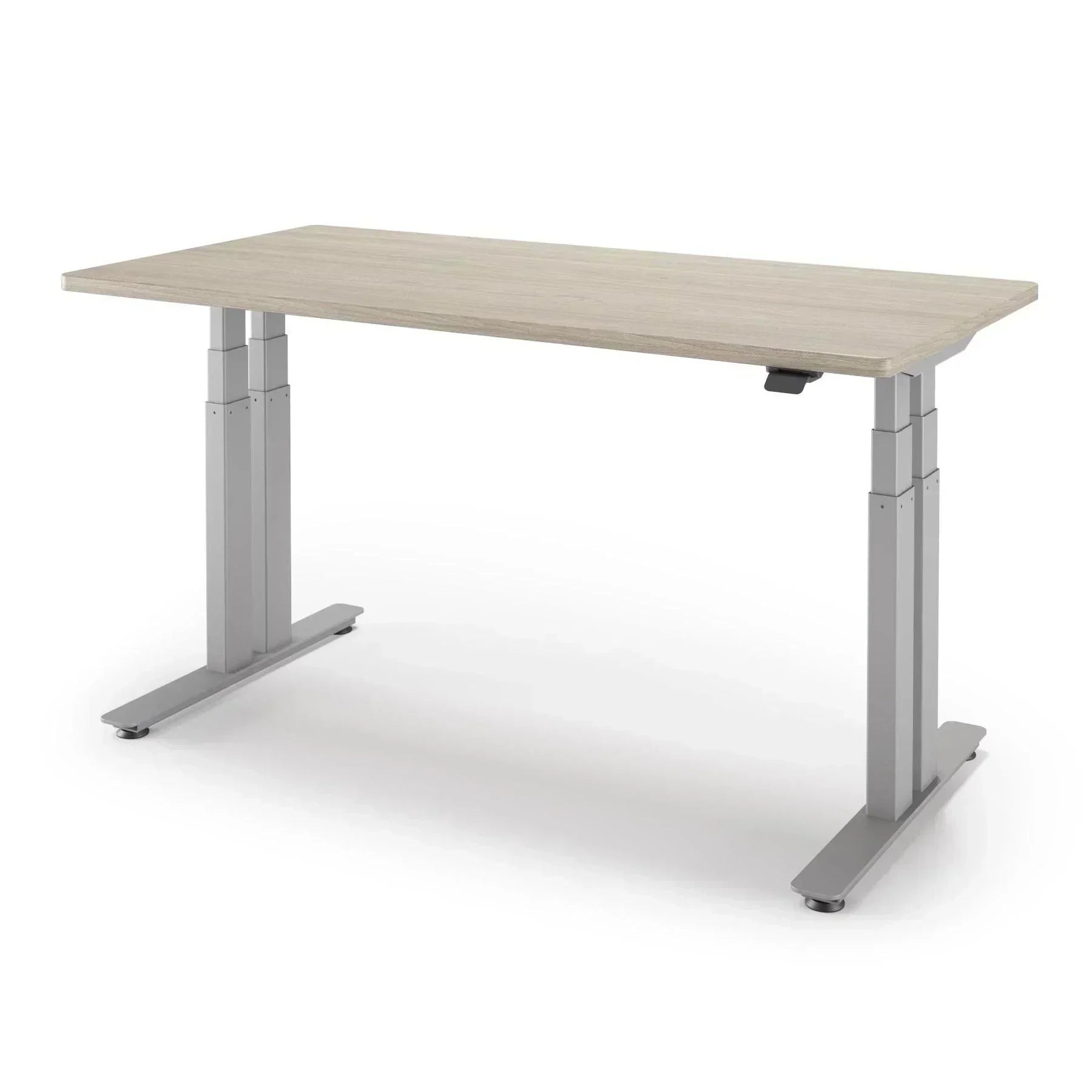 P1 ELITE+ Standing Desk 30x59-Swiss Elm-With Grommet Holes-Silver-iMovR