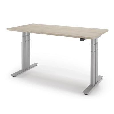P1 ELITE+ Standing Desk 30x59-Swiss Elm-With Grommet Holes-Silver-iMovR