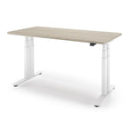 P1 ELITE+ Standing Desk 30x59-Swiss Elm-With Grommet Holes-White-iMovR