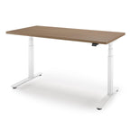 P1 ELITE Standing Desk in 3D Laminate 30x95-Bella Walnut-With Grommet Holes-White-iMovR