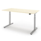 P1 ELITE Standing Desk in 3D Laminate 30x95-Light Maple-With Grommet Holes-Silver-iMovR