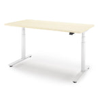 P1 ELITE Standing Desk in 3D Laminate 30x95-Light Maple-With Grommet Holes-White-iMovR